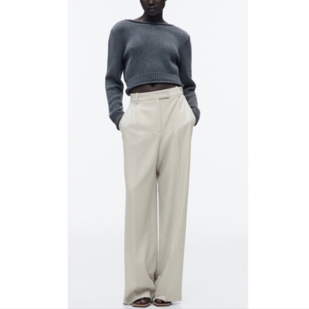 Zara Wide Leg Pants in Cream